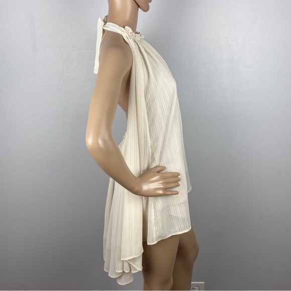 ADEAM BEIGE STRIPED CHIFFON HALTER TOP - Picture 7 of 11